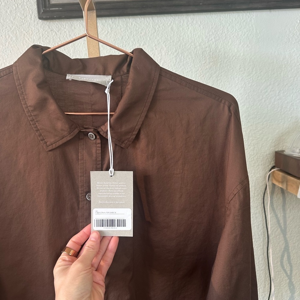 Everlane | Chestnut Brown Boxy PJ Top - Picture 4 of 10